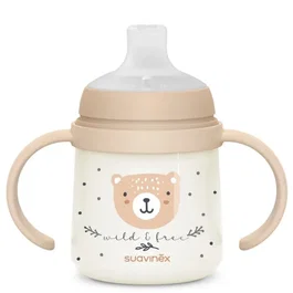 Suavinex SUA8426420905466 Biberón Night&Day Wild&Free con asa 150 ml, a partir de 6 meses, color marrón