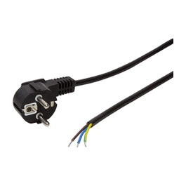 LogiLink Cable de alimentación CEE 7/7 (90°) a extremo abierto, negro, 1,5 m