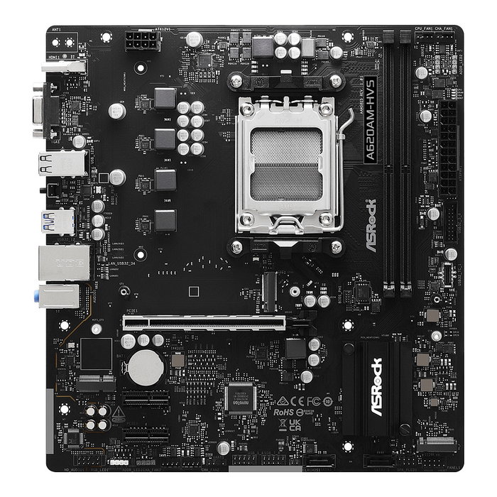 ASRock A620AM-HVS Placa Base AMD A620 Socket AM5 microATX, DDR5 6800 MHz, HDMI 2.1, PCIe 4.0, 4xUSB 3.2, M.2, 128 GB Max, Black ASRock A620AM-HVS Placa Base AMD A620 Socket AM5 microATX, DDR5 6800 MHz, HDMI 2.1, PCIe 4.0, 4xUSB 3.2, M.2, 128 GB Max, Black