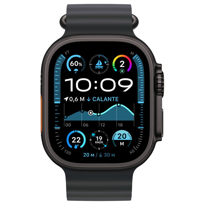 Apple Watch Ultra 2 GPS + Cellular 49mm Titanio Negro con Correa Ocean Band Negro - OLED, 64 GB, watchOS 11, IP6X, 10 ATM