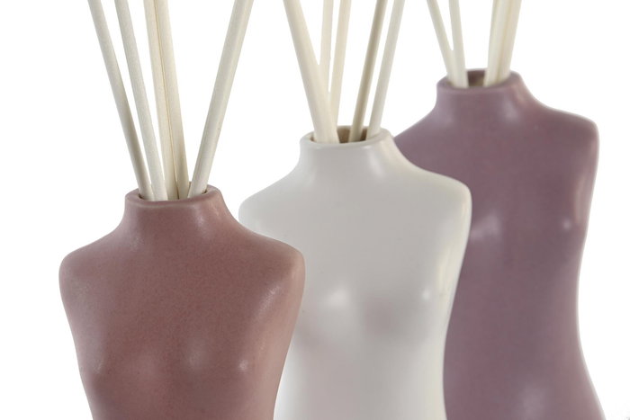 DKD Home Decor Ambientador Mikado 100 ml Lila Blanco Rosa Cerámica Varillas 6 x 28 x 7 cm (6 Unidades)