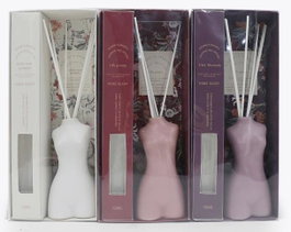 DKD Home Decor Ambientador Mikado 100 ml Lila Blanco Rosa Cerámica Varillas 6 x 28 x 7 cm (6 Unidades)