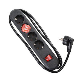 Bachmann SMART Regleta de 4 tomas con toma de tierra e interruptor, 1,5 m, negro