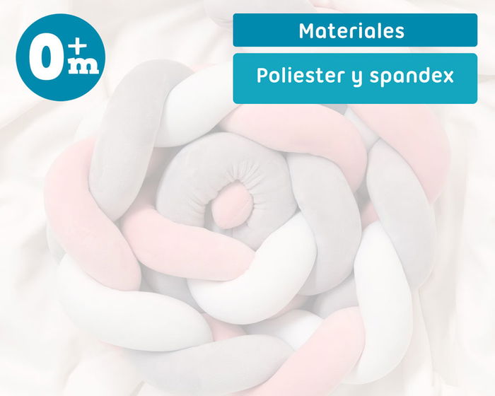 KioKids Trenza Protectora Cuna Y Cama Rosa Y Gris 1,50M