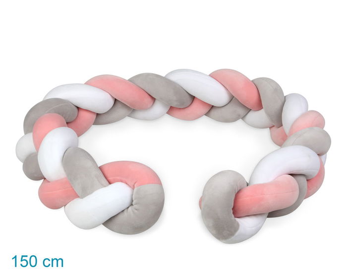 KioKids Trenza Protectora Cuna Y Cama Rosa Y Gris 1,50M