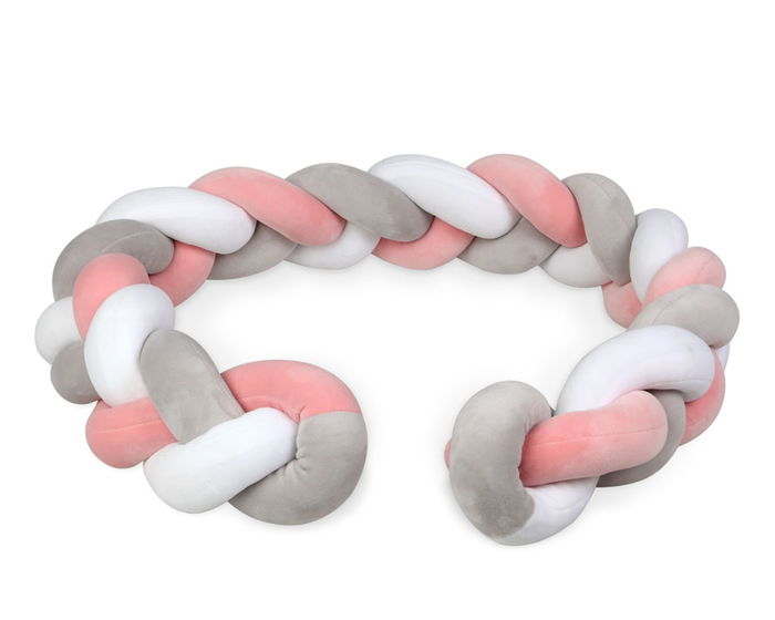 KioKids Trenza Protectora Cuna Y Cama Rosa Y Gris 1,50M