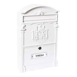 Arregui Buzón Residencia Exterior Individual Tamaño M (A4), Aluminio/Acero, Apertura Puerta Vertical, Color Blanco, con Tarjetero y 2 Llaves, 26 x 9 x 42 cm