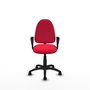 Silla de oficina Aýna con mecanismo Contacto permanente básico tapizada con Tela color Rojo. Equipada con Base poliamida negra, Brazos fijos y Ruedas de nailon 50 mm