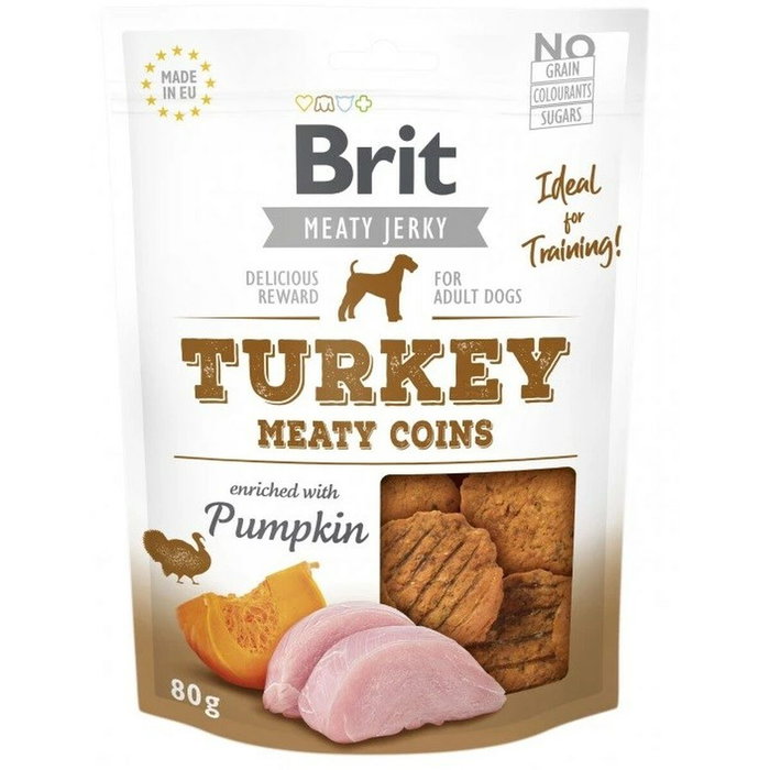 Golosina para perros brit meaty jerky meaty coins turkey 200 g