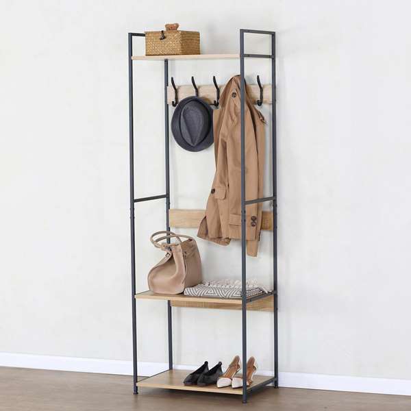 Max Home Perchero con baldas 60x40x175 cm de acero y melamina