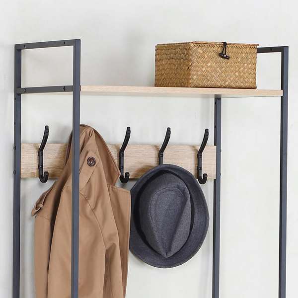 Max Home Perchero con baldas 60x40x175 cm de acero y melamina