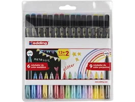 Edding Rotulador Punta Fibra 1200 Pack 15 Unidades Colores Metalicos/Glitter