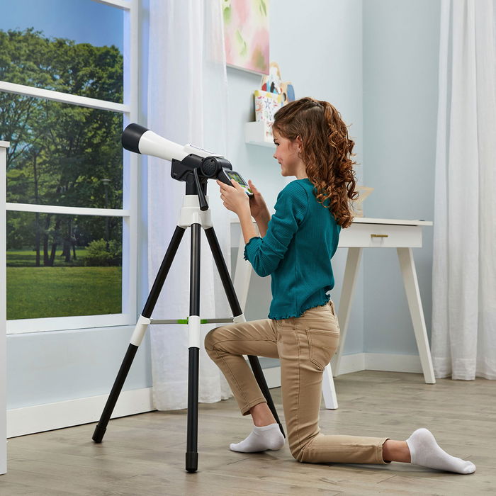 V-Tech Telescopio Multimedia Aventuras Espaciales 80-614522 con Pantalla Color, Trípode y Tarjetas Educativas para +7 Años