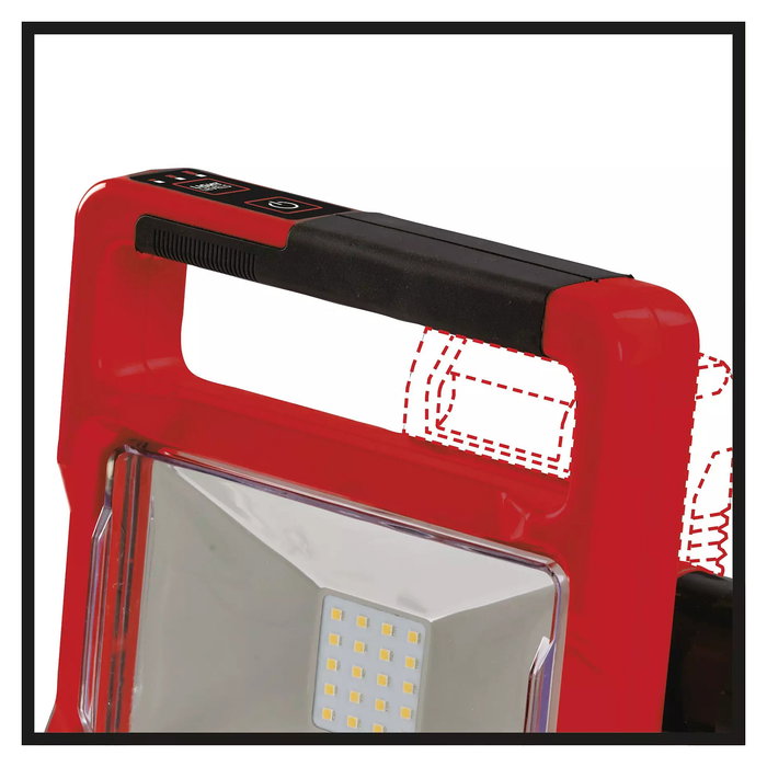 Einhell TE-CL 18/2000 Li Solo - Lámpara de trabajo LED recargable, 2000 lm, luz fría 5700K, color negro y rojo
