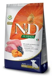 Farmina N&D Puppy Pumpkin Mini Cordero 2,5 kg Alimento completo para cachorros, perras gestantes y lactantes sin cereales con calabaza