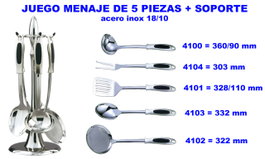 ARCOS Juego de Menaje de 5 Piezas con Soporte en Acero Inoxidable 18/10