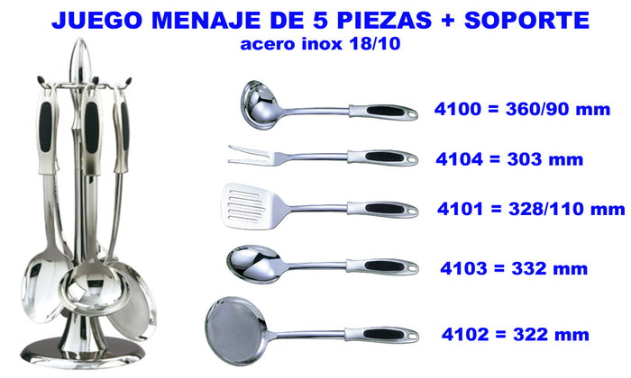 ARCOS Juego de Menaje de 5 Piezas con Soporte en Acero Inoxidable 18/10 ARCOS Juego de Menaje de 5 Piezas con Soporte en Acero Inoxidable 18/10