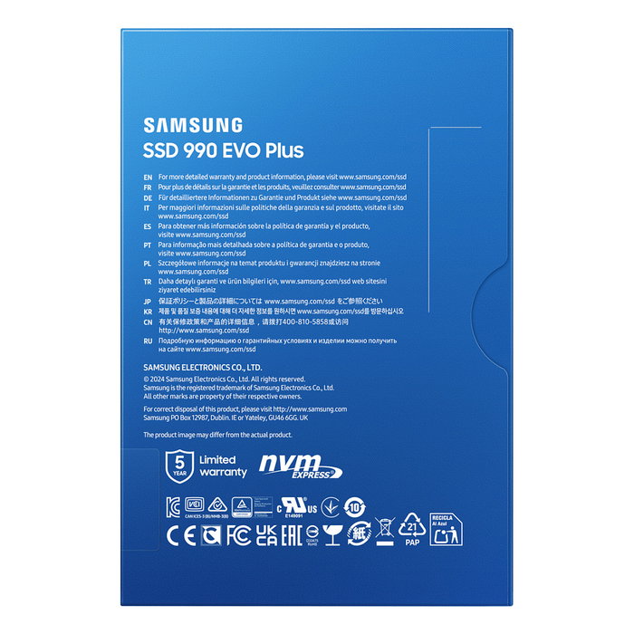 Samsung SSD 990 EVO Plus 4TB NVMe M.2 PCIe 4.0x4 Lectura hasta 7250MB/s SAM8806095575667