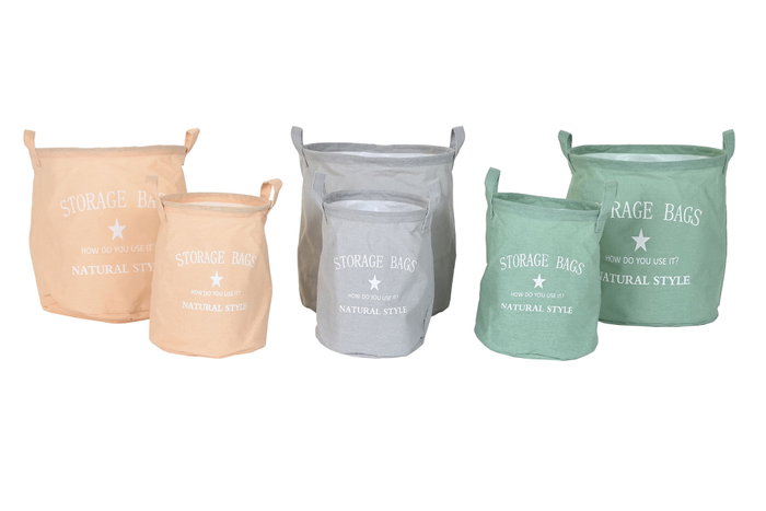 DKD Home Decor Set de 2 Cestos de Lienzo URBAN 30x30x32 cm Surtido