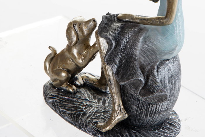 DKD Home Decor Figura de Perro en Resina Azul y Dorado DKD Home Decor Figura de Perro en Resina Azul y Dorado