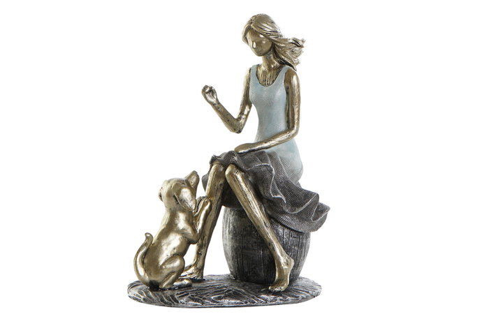DKD Home Decor Figura de Perro en Resina Azul y Dorado DKD Home Decor Figura de Perro en Resina Azul y Dorado