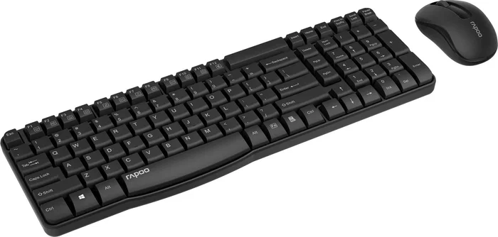 Rapoo X1800S Teclado y Ratón Inalámbricos con Diseño Negro, Disposición Polaca, Conjunto de Teclado y Ratón Óptico 1000 DPI, 104 Teclas