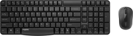Rapoo X1800S Teclado y Ratón Inalámbricos con Diseño Negro, Disposición Polaca, Conjunto de Teclado y Ratón Óptico 1000 DPI, 104 Teclas