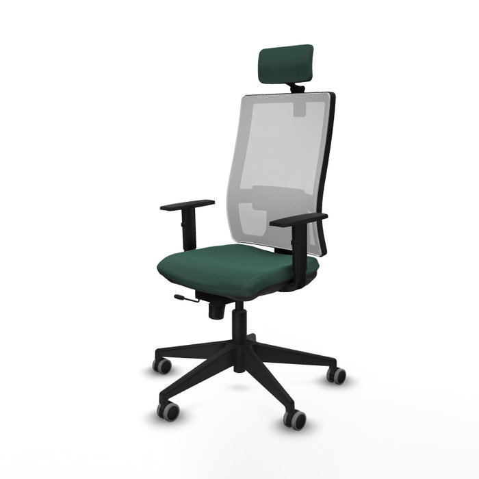 PIQUERAS Y CRESPO Silla de oficina Horna, Mecanismo Sincro/Traslack, Verde botella/Blanco