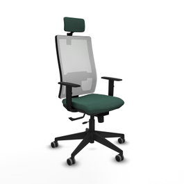 PIQUERAS Y CRESPO Silla de oficina Horna, Mecanismo Sincro/Traslack, Verde botella/Blanco