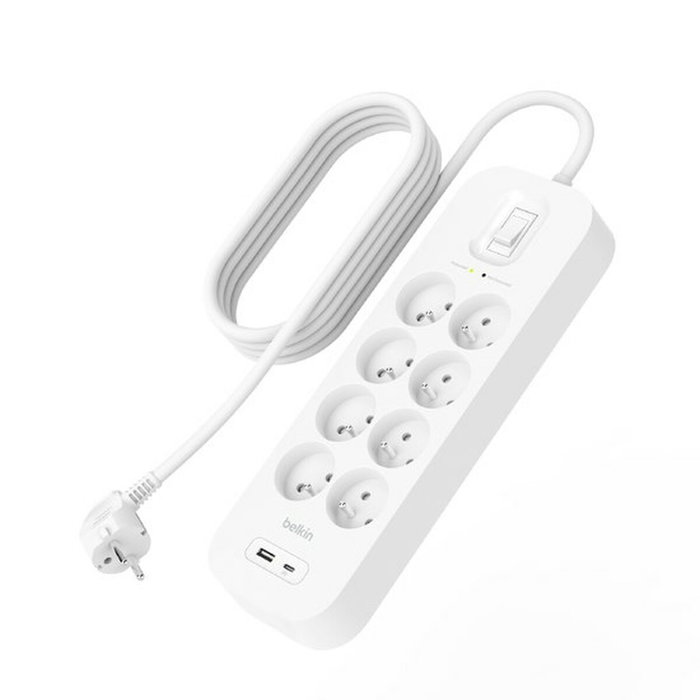Belkin SRB003CA2M Protector contra sobretensiones Blanco 8 salidas AC 2 m