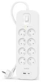 Belkin SRB003CA2M Protector contra sobretensiones Blanco 8 salidas AC 2 m
