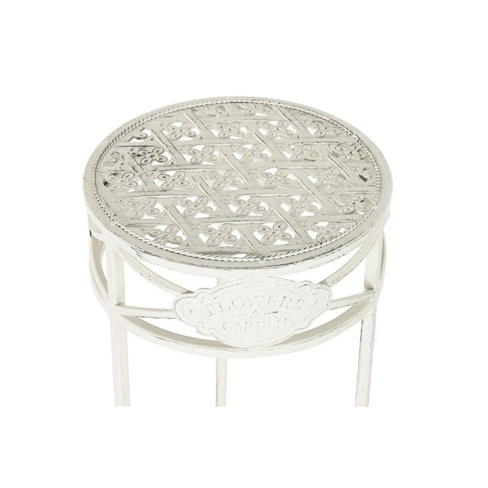 DKD Home Decor Mesita Auxiliar Terraza Y Jardin Blanco Metal 30.5 x 70 x 30.5 cm Set de 3