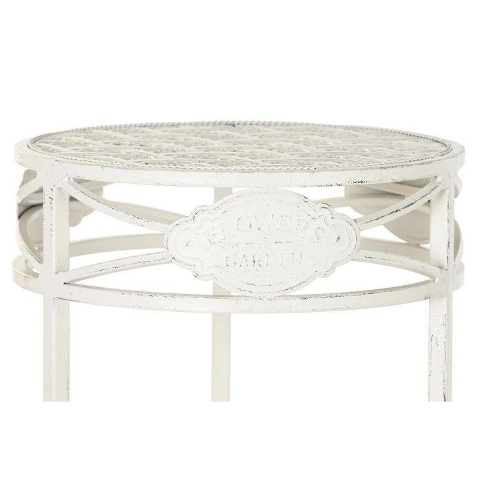 DKD Home Decor Mesita Auxiliar Terraza Y Jardin Blanco Metal 30.5 x 70 x 30.5 cm Set de 3