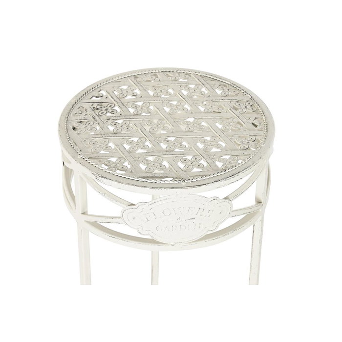 DKD Home Decor Set de 3 Mesas Auxiliares de Metal Blanco