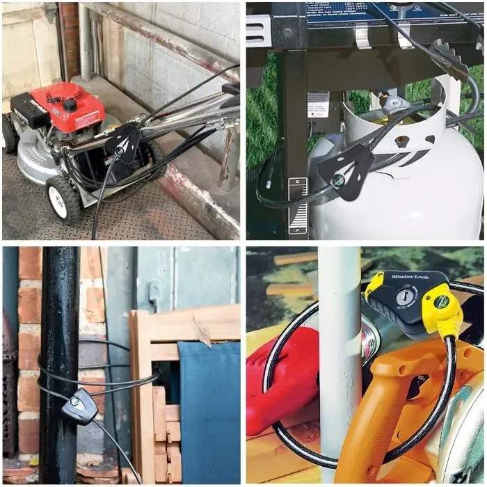 Master Lock 8433EURD Dispositivo Antirrobo, Acero Trenzado Regulable 30cm-1.8m, Negro