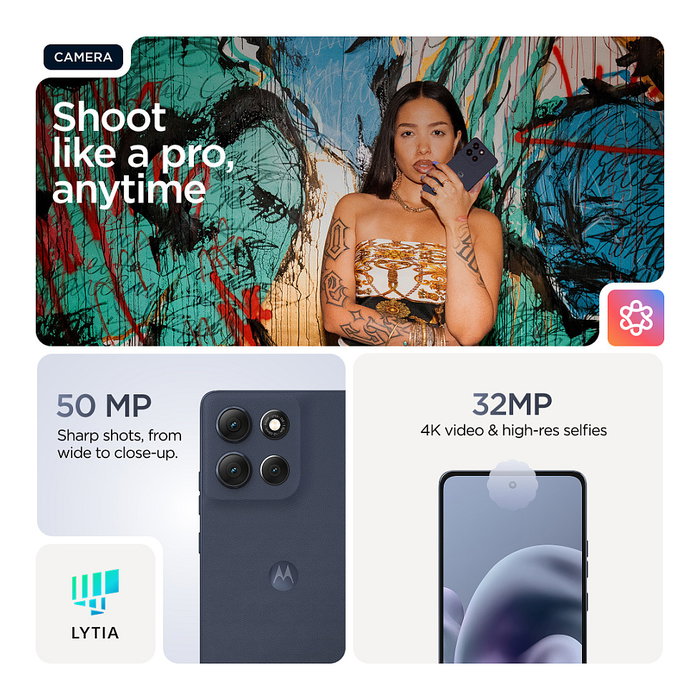 Motorola moto G86 5G Smartphone, 6.67" Pantalla P-OLED 120Hz, 8GB RAM 256GB, Cámara 50MP, Batería 5200mAh, Android 15, Spellbound Blue - IP68 Motorola moto G86 5G Smartphone, 6.67" Pantalla P-OLED 120Hz, 8GB RAM 256GB, Cámara 50MP, Batería 5200mAh, Android 15, Spellbound Blue - IP68