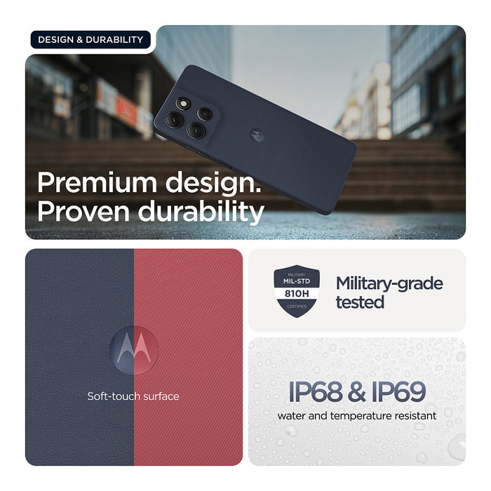 Motorola moto G86 5G Smartphone, 6.67" Pantalla P-OLED 120Hz, 8GB RAM 256GB, Cámara 50MP, Batería 5200mAh, Android 15, Spellbound Blue - IP68 Motorola moto G86 5G Smartphone, 6.67" Pantalla P-OLED 120Hz, 8GB RAM 256GB, Cámara 50MP, Batería 5200mAh, Android 15, Spellbound Blue - IP68