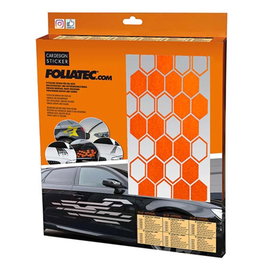 Foliatec FO33963 Vinilo Decorativo para Coche Diseño Hexágono Naranja para Personalización de Carrocería, Llantas o Lunas