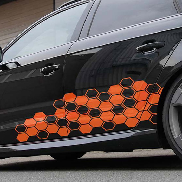 Foliatec Vinilo Decorativo para Coche Diseño Hexagon Naranja