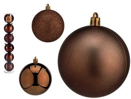 Krist+ Set 6 Bolas Navidad Marron Diam 8 cm Plastico (Set de 24)