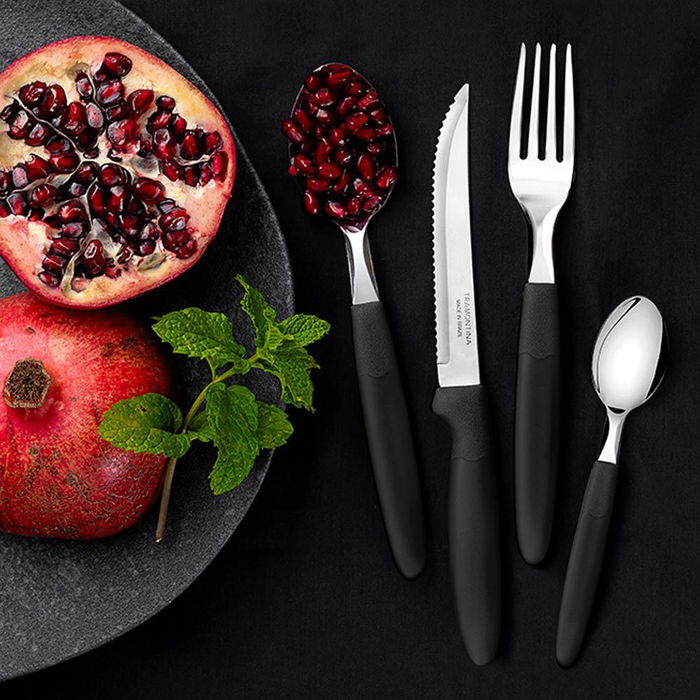 Tramontina Cuchara de Mesa Ipanema Negro 19 cm Acero Inoxidable 3 Piezas