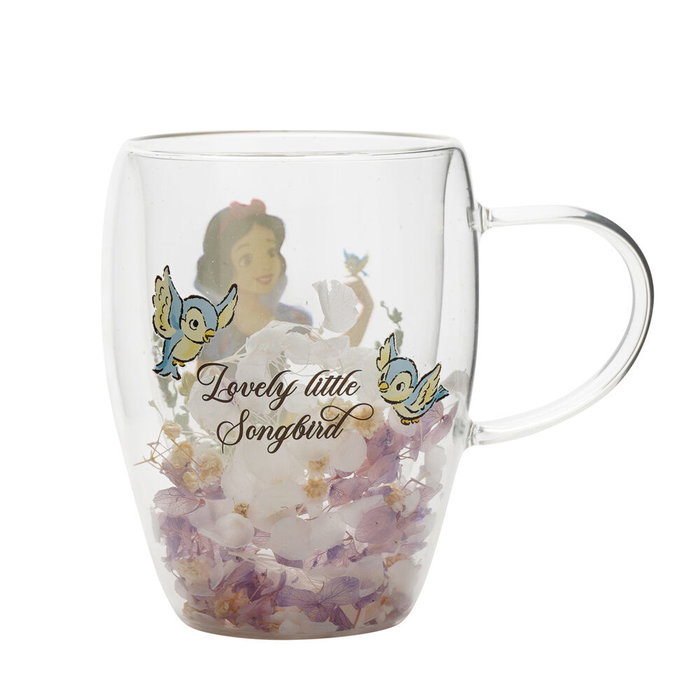 WIDDOP & CO Taza de Cristal Flores Secas Blancanieves Princesas Disney