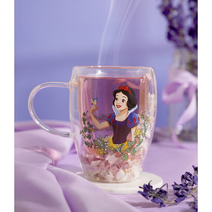 WIDDOP & CO Taza de Cristal Flores Secas Blancanieves Princesas Disney