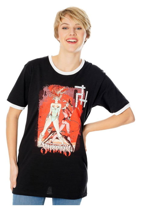Gotham City Sirens Camiseta Crossword Black Ringer Talla S