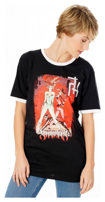 Gotham City Sirens Camiseta Crossword Black Ringer Talla S