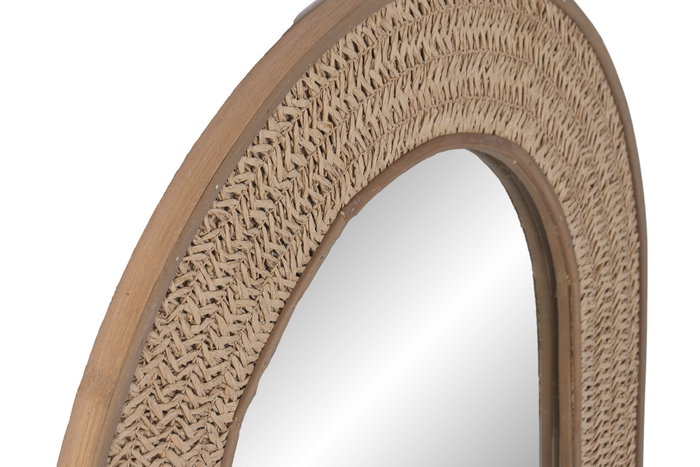 DKD Home Decor Espejo de Ratán y Cristal Natural 58x94 cm
