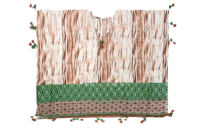 DKD Home Decor Kaftan Mediterraneo Marron Verde Algodon 180 x 90 cm (4 Unidades)