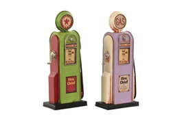 DKD Home Decor Gasolinera Decoracion Vintage Magenta Pistacho Metal 4x17x7 cm (2 Unidades)