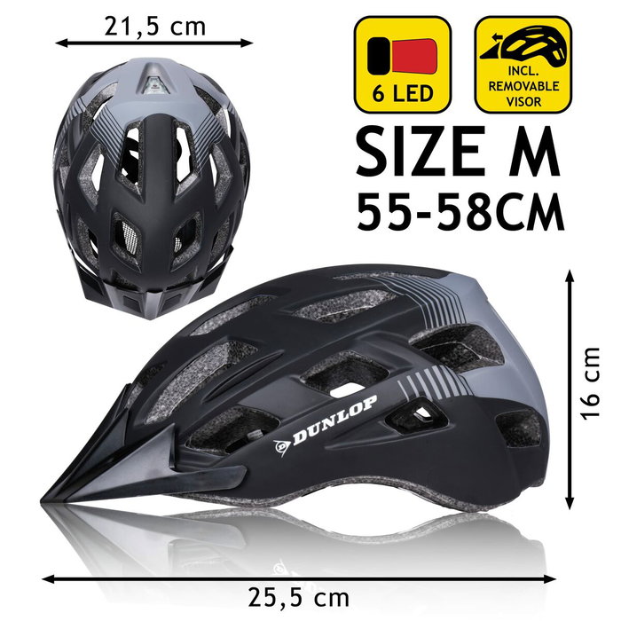 Dunlop Casco de bicicleta con leds rojos talla M