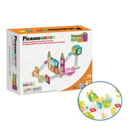 CEFA Picasso Tiles 02021 - Circuito de Canicas Magnético 45 Piezas con 3 Canicas, Curvas y Rampas para Niños +3 Años